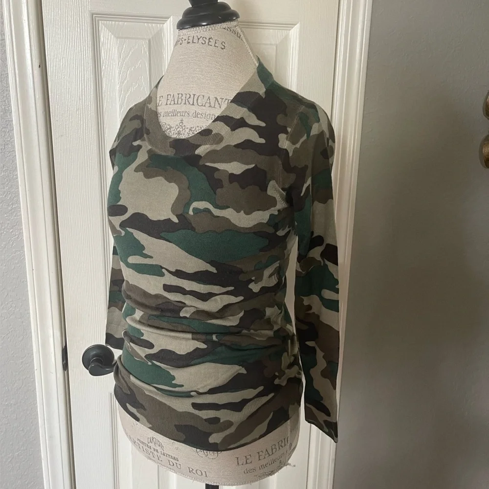 J Crew Camouflage 3/4 Sleeve Sweater Size XS